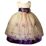 Girls Easter Dress - Rich Purple Satin and Embroidery (Size 12) NEW