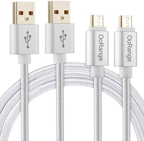 2 Pack Micro USB 6.5 Foot, OoRange Nylon Braided USB 2.0 A Male to Micro USB Male Cable, Data Sync Cord For Samsung Galaxy S7 Edge S6 S4, Android BLU, HTC, Motorola, Blackberry, Tablets