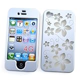 Apple iPhone 4 Snap On Protector Hard Case "Aloha Flowers Silver" Design
