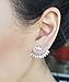 Ear Jacket Peeking Feather Rhodium Plated Stud Fashion Earring