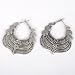 Antique Style Tibet Silver Black Carved Er Loop Eardrop Dangle Hoop Earrings