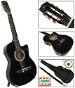 New Black Cutaway Acoustic Guitar W/ Accessories Combo Kit Beginners