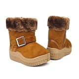Baby Infant Girls Winter Faux Fur Suede Buckle Boots Brown , 7
