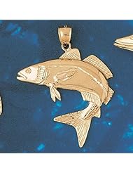 Dazzlers Solid 14 karats Gold Assorted Fish Sea Bass Snook King Mackerel Charm Pendant available in three colors from jewelsberry (weights: 7.1 grams only)