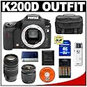 Pentax K200D Digital SLR Camera with Tamron 28-80mm Zoom Lens + Tamron 70-300mm Macro Zoom Lens + 8GB SDHC Card + Batteries and Charger + Case + Cameta Bonus Accessory Kit