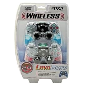 Playstation 2 Lava Glow Mini 2.4Ghz RF Wireless Controller Twin Pack