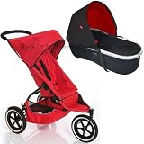 Phil Teds C511 Classic Buggy Single Stroller in Red with Peanut Bassinet