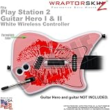 PS2 Guitar Hero I & II White Wireless Controller Skin Big Kiss Red On Pink by WraptorSkinz TM (GUITAR NOT INCLUDED)