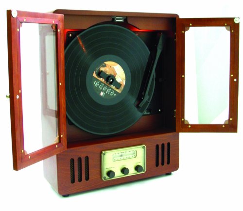 Karcher 8059833 hochwertige Nostalgieanlage mit Plattenspieler und Radio AM/FM