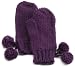 Jessica Simpson Women's Knit Mittens With Pom Poms,Purple,One Size