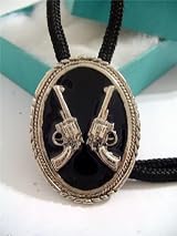 Black Enamel 2 Minature Gun BOLO TIE WESTERN NECKLACE