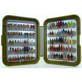 fly fishing tackle fly box and 100 trout flies