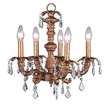 Five Arm Antique Gold Chateau Chandelier