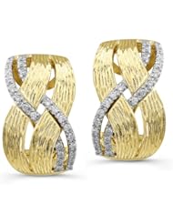 14k Yellow Gold 0.24 Ctw Gold Diamonds Swirl Earrings