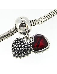 Mothers Day gift Queenberry Sterling Silver Mother Daughter Love Red Heart Pendant Dangle Family Bead For Pandora Troll Chamilia Biagi European Charm Bracelets