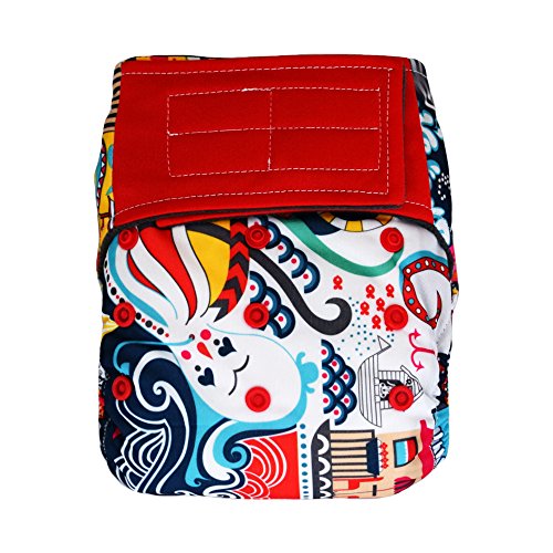 Charcoal Bamboo AIO All-In-One Cloth Diaper with Pocket, Velcro (Ahoy)