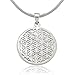 925 Sterling Silver Flower Seed of Life Round Pendant Necklace, 18 inches