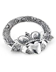 Huge Celtic Claddagh Cloak or Kilt Sterling Silver Pin Brooch by Maxine Miller