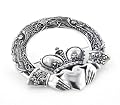 Huge Celtic Claddagh Cloak or Kilt Sterling Silver Pin Brooch by Maxine Miller