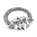 Huge Celtic Claddagh Cloak or Kilt Sterling Silver Pin Brooch by Maxine Miller $74.99