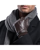 MATSU Herren super warme Winter Fahrer Lederhandschuhe mit Strickbund M2002