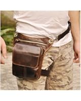 Le'aokuu Mens Genuine Leather Messenger Riding Hip Bum Waist Pack Drop Leg Cross Over Bag