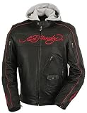 51hH%2BYg4l L. SL160  Ed Hardy   Mens Soft Milled Cowhide Leather Jacket W/Removable CE certified hard armor, Multiple vents & Removable zip off hood
