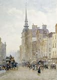 Looking Down Ludgate Hill by Herbert Menzies Marshall. Art Print GICLEE on CANVAS 15 inches width by 18 inches height. Highest Quality