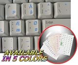 DANISH TRANSPARENT BACKGROUND KEYBOARD STICKERS WITH BLUE LETTERING