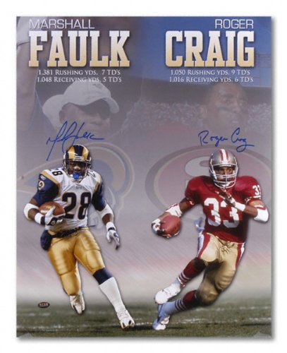 Mounted Memories St. Louis Rams Marhsall Faulk And San Francisco 49Ers Roger Craig Autographed Photo