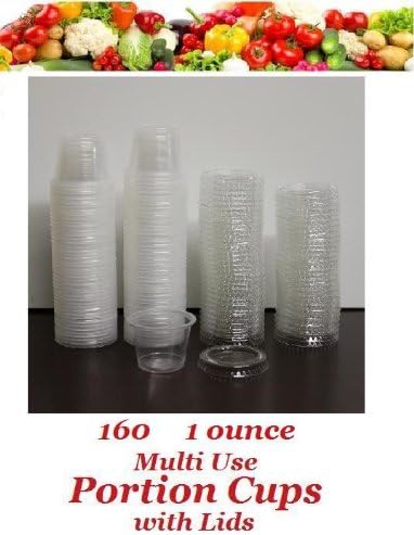 160 - 1 ounce Multi Use Souffle Portion Cups with Lids - Package of 160 - 1 oz size