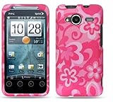 Hot Pink Flower 2pcs Rubber Touch Snap-On Phone Protector Hard Cover Case f ....