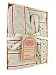 French vintage style boxed gift set with Apron and oven mitt, cream, beige and red with floral
