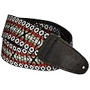 Performance Plus Guitar Strap, Woven Tapestry Hootenanny Pattern Burgundy Sand Includes Ties for Acoustic Guitars