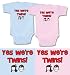 Yes We're Twins, Boy/Girl Gift Set, Choose from Sizes 0-18 mo (Includes 2 Bodysuits)