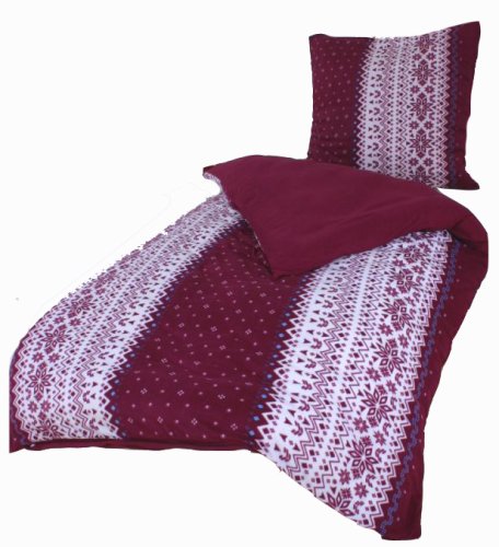 Childrens Toyshop  Küche & Haushalt : Kinzler B-02355 bordeaux Mikrofaser-Fleece Bettwäsche Davos 80  x 80 cm + 135 x 200 cm