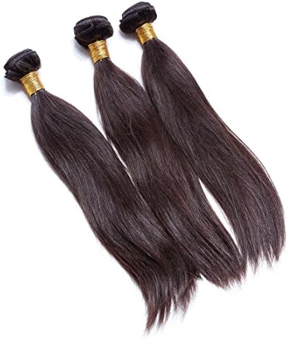 Anth Brazilian Silky Straight Human Hair Weave 100% True Real Hair Pack of 3 (20"20"20", 2# Dark Brown)