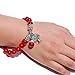 Three Keys Jewelry Women Birthstone Charm Bracelet Stretch Bangle Silver Infinity Wish Life Tree July Agate Red T7
