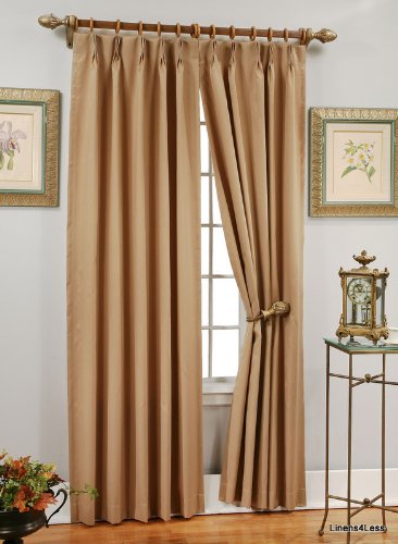 Courtyard Pinch Pleated FOAMBACK Drape PAIR 96'' x 84'' long - Oyster