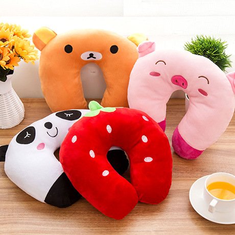 Neck Pillow relax soft Korea Cartoon Rillakuma U-shaped Pillow Protection U Neck Cervical Pillow Nap Cute neck pillow Airplane Travel Pillow Portable Creativity Soft