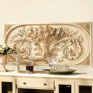 Grande Bouquet Plaque Cream w Gold Accents- Ballard Designs