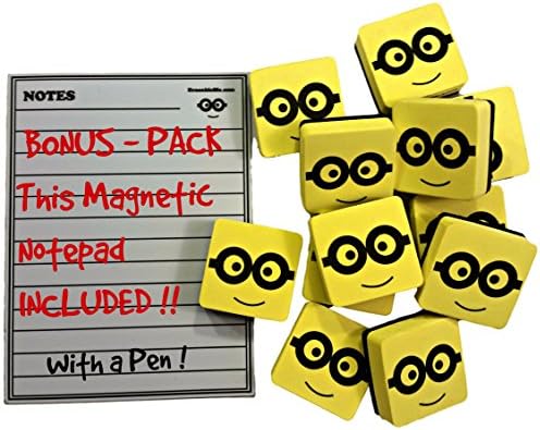Magnetic Whiteboard Eraser with 5 x 7 inch Notepad, (12) Pack of 2" Erasers Dry Erase Notepad and Marker. Great for Home or Office.