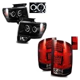 07-08 GMC Sierra Black CCFL Halo Projector Headlights + LED Tail Lights Combo by Luminx Lighting