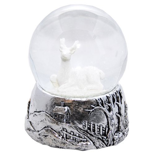 20024 Schneekugelhaus Reindeer White Silver Base Snow Globe 3.3 Inch
