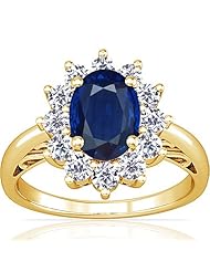 18K Yellow Gold Oval Cut Blue Sapphire Ring With Sidestones (GIA Certificate)