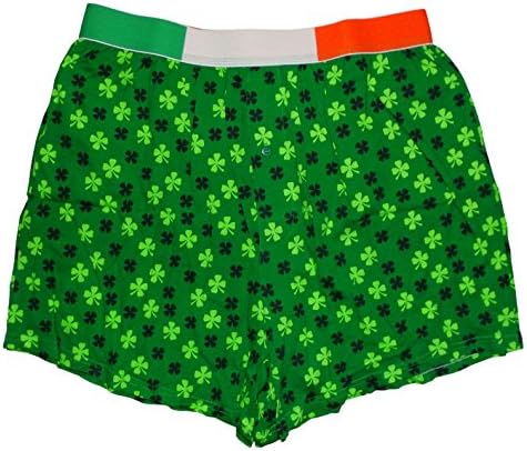Happy St. Patrick's Day Mens Small Clover Printed Boxers (Extra Large )
