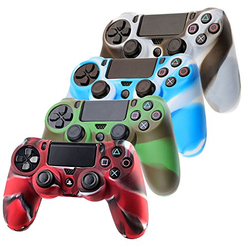 4 in 1 SlickBlue PS4 Controller Silicone Protective Case Skin For Sony PlayStation 4 Gaming Controller Case [Camouflage]