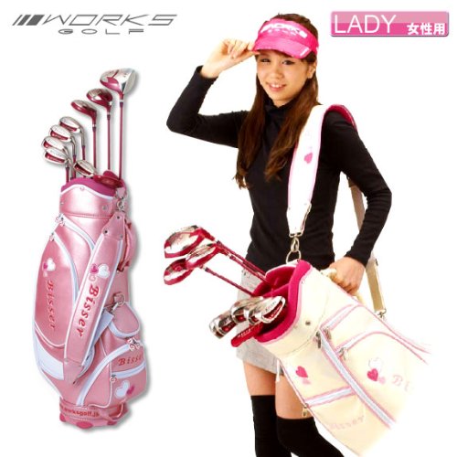 【レディース/2010年モデル】ワークス ゴルフ ヴィゼ 9本組フルセット （1W,3W,U5,7-PW,SW,PT） キャディバッグ付き