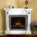 Faux-Slate Electric Fireplace - White