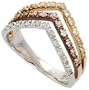 14k White Gold Tri-Color Crown Ring, w/ 0.33 Carat Brilliant Cut Diamonds, 7/16 in. (11mm) wide